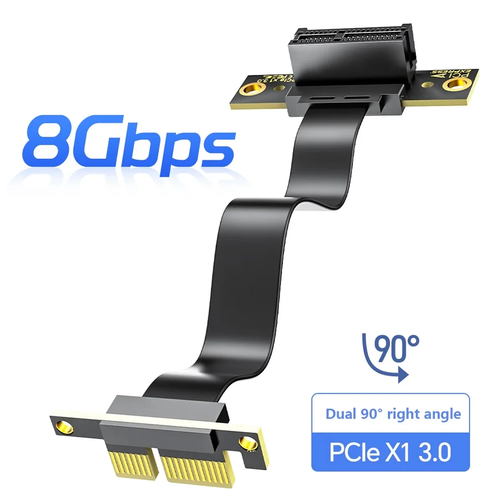 5cm/15cm Dual‑90° PCI‑E 3.0 / 4.0 X1 Right‑Angle Riser Extension Cable 3U Gold‑Plated For Sound Card USB Network Expansion Card