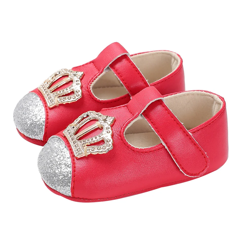 

1 Pair Baby Princess Shoes Red 12Cm Soft Non-Slip Infant Sole Shoes For Girls Indoor Toddler Pre-Walker Footwear Warm Winter