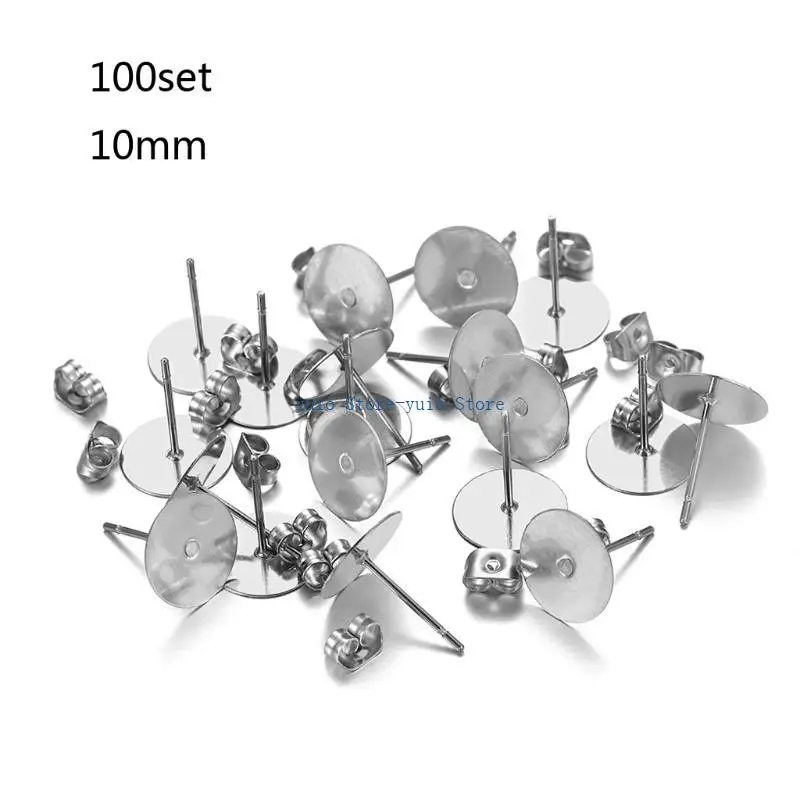 

X7XB Stainless Steel Flat Pads Replacements for Posts Earring Backings Secure for Studs Safety Ear Locks