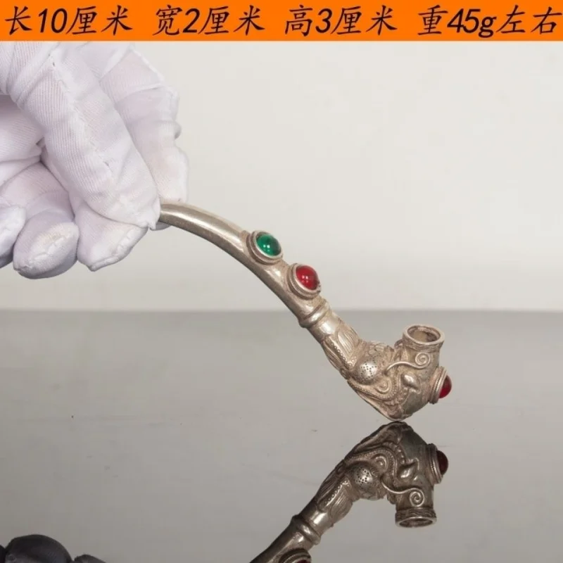 

Antique Silver-Plated Old Style Smoking Pipe and Bag Free Shipping on Antique Crafts