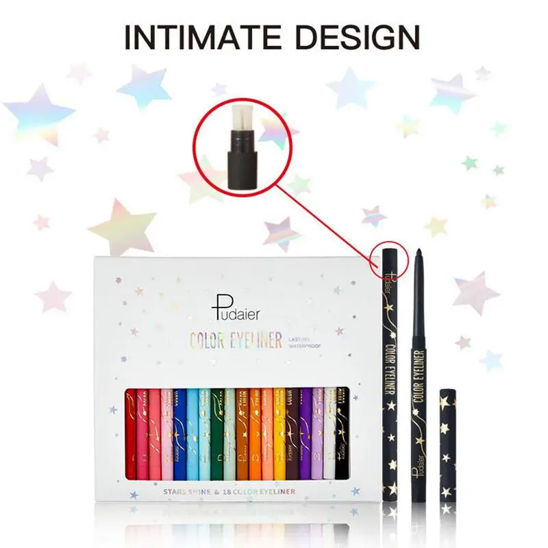 Gel impermeabile Eyeliner Gel Glitter matite penna Set 18 colori Eye Liner penna Gel per le donne trucco occhi professionale impermeabile