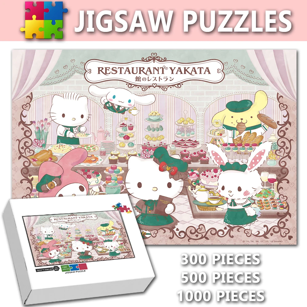 

Hellokitty Restaurant Diy Puzzle for Adults Kuromi Cinnamoroll Cartoon 300/500/1000Pcs Jigsaw Puzzle Educational Anime Gifts