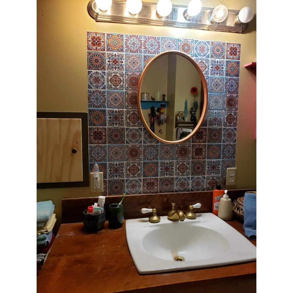 Adesivi per piastrelle Backsplash stacca e incolla, piastrella messicana Talavera colorata, piastrelle da parete (10 fogli)