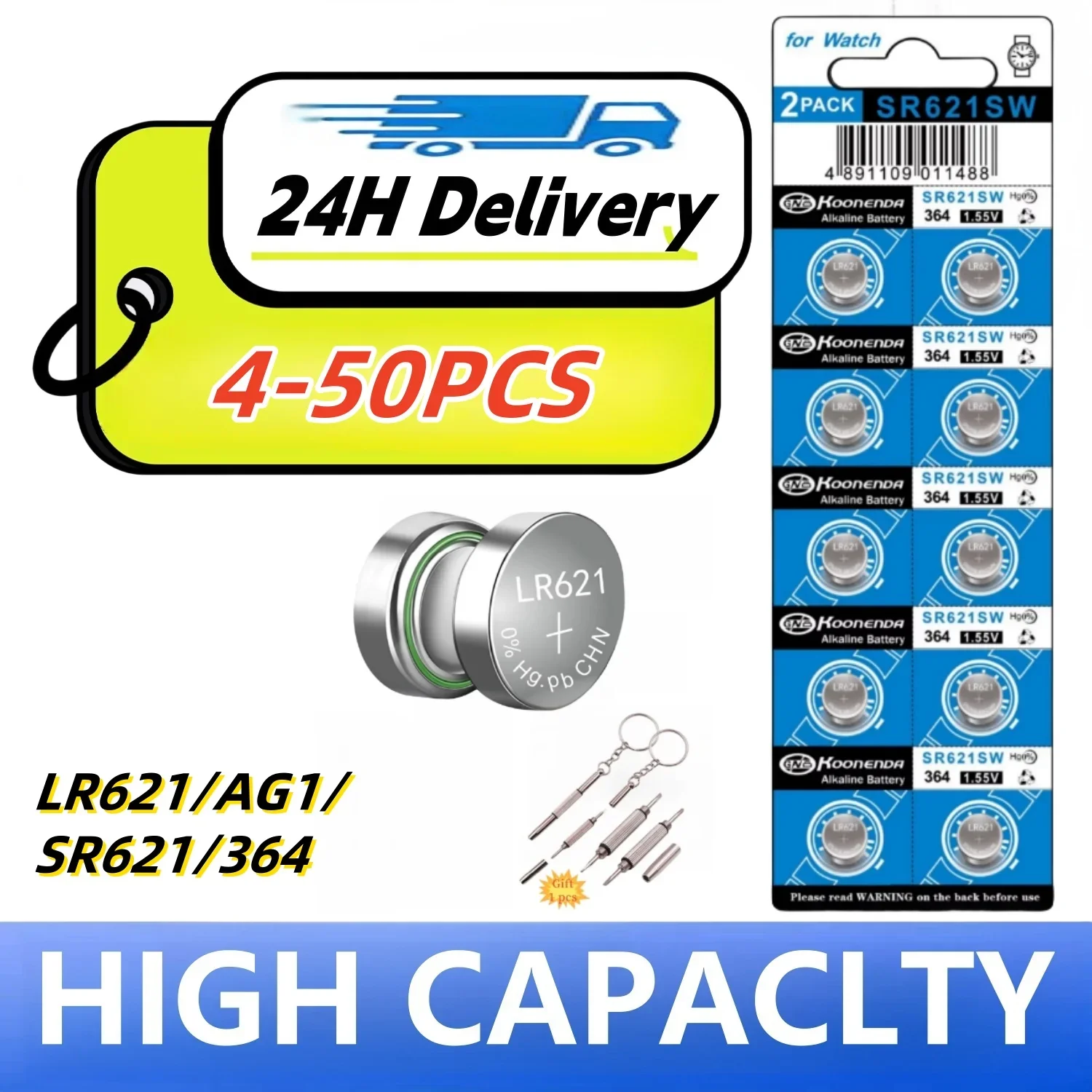 4-50Pcs 1.55V AG1 LR621 364 164 531 SR621 SR621SW SR60 CX60 Button Battery for Watch Toys Remote calculators Cell Coin Batteries