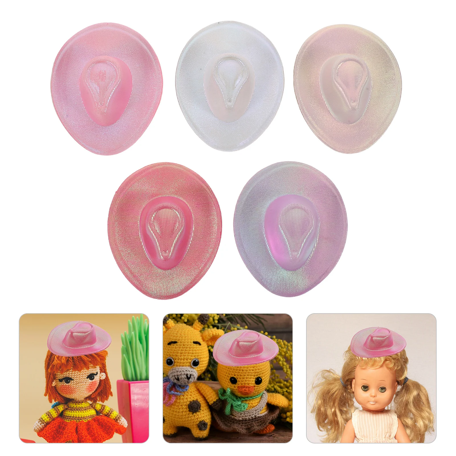 10pcs Mini Cowboy Hats For Crafts Holographic Tiny Accessories Western Party Decor Mini Cowgirl Hat Ornament Rodeo Party