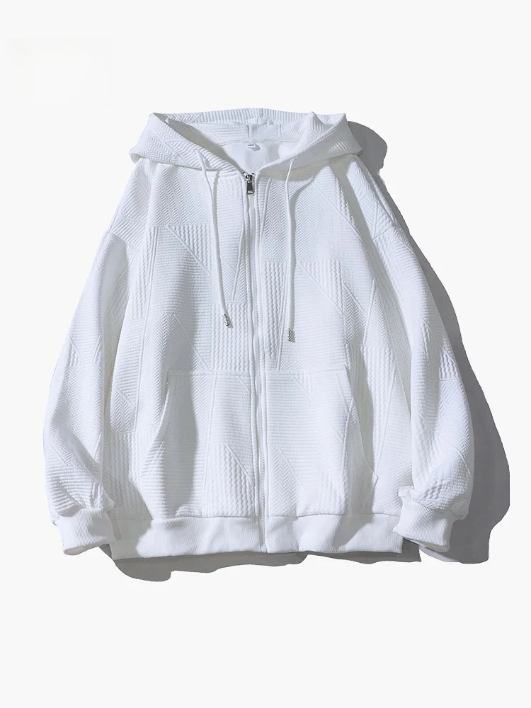 

Original 3D Stereo Hooded Open Cardigan Men's Loose Casual Heavyweight Big Size Top Jaet Outerwear Polyester Fiber Autumn W...
