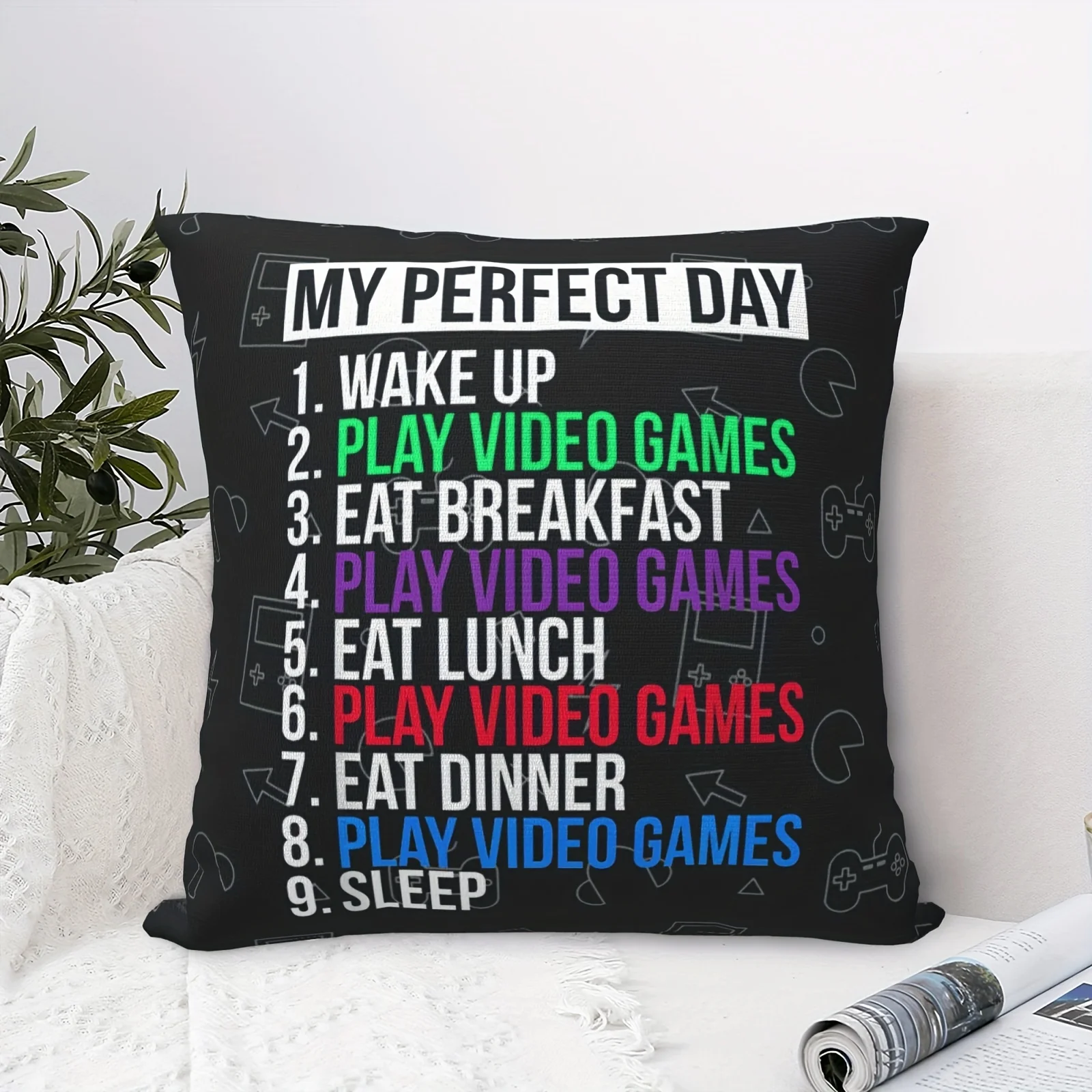 

«Наволочка «My Perfect Day» — мягкий плюшевый подарок, без подушки, мечта любовника видеоигр, уникальный домашний декор для геймеров»