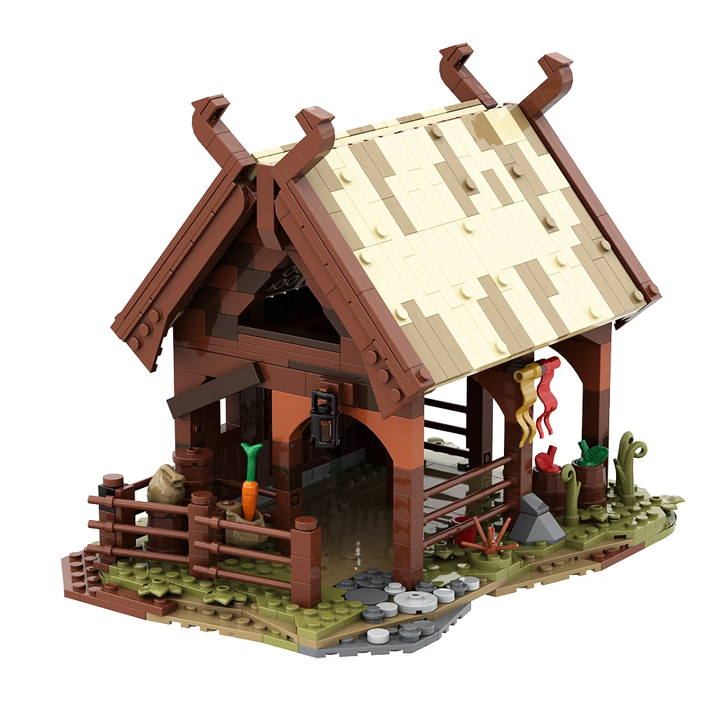 

Gobricks MOC-139263 Rohans Village Farm Rural Architecture Building Block set Classic Movie Rohans Stable House Brick Kids Toys