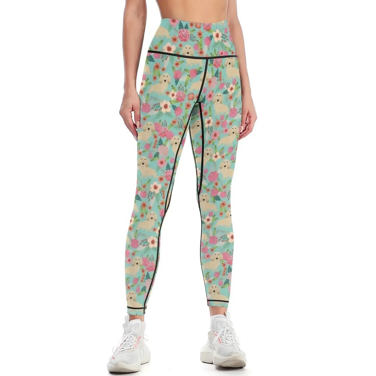 

Dachshund longhaired cream doxie floral dog breed pet gift for dachsie lovers must haves Leggings