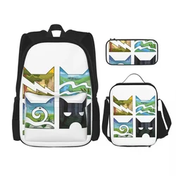 Classic Four Warriors Warrior Cats Logo Backpacks Bookbag Children School Bags  Rucksack Lunch Bag Pen Bag Three-Piece Set