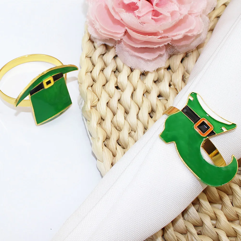 

4 шт., кольца для салфеток из полированного сплава, привлекательный декор стола для Дня Святого Патрика, вечерние держатели для колец для салфеток для ужина