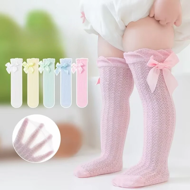 

3 пары носков для маленьких девочек, хлопковые дышащие носки с бантом для новорожденных, нескользящие носки для маленьких девочек, недорогие товары