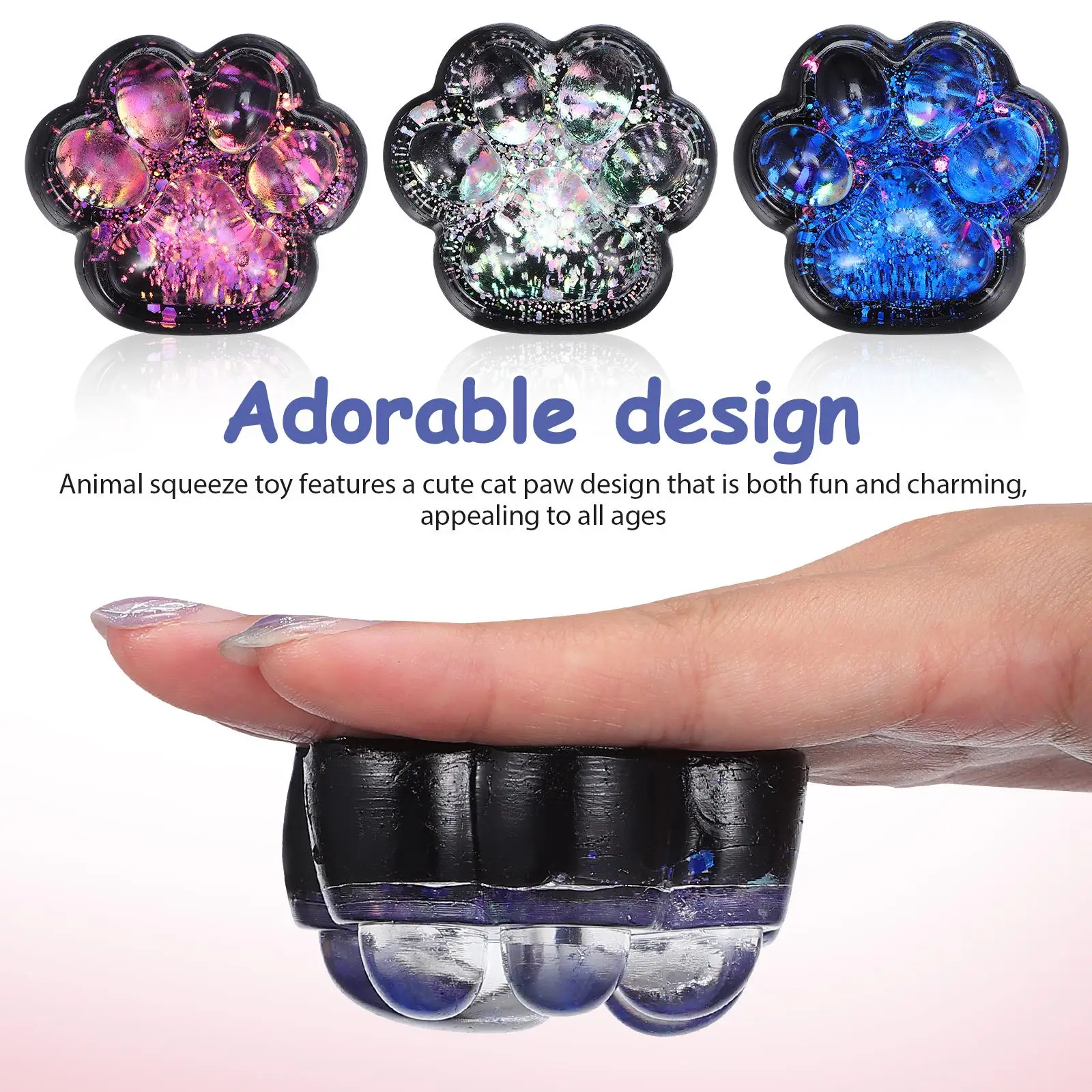 3 قطعة القط الأسود معسر مكتب اللعب اسفنجي للفتيات الحيوان ضغط الاطفال مضحك بسط الكبار الحسية هلام تململ