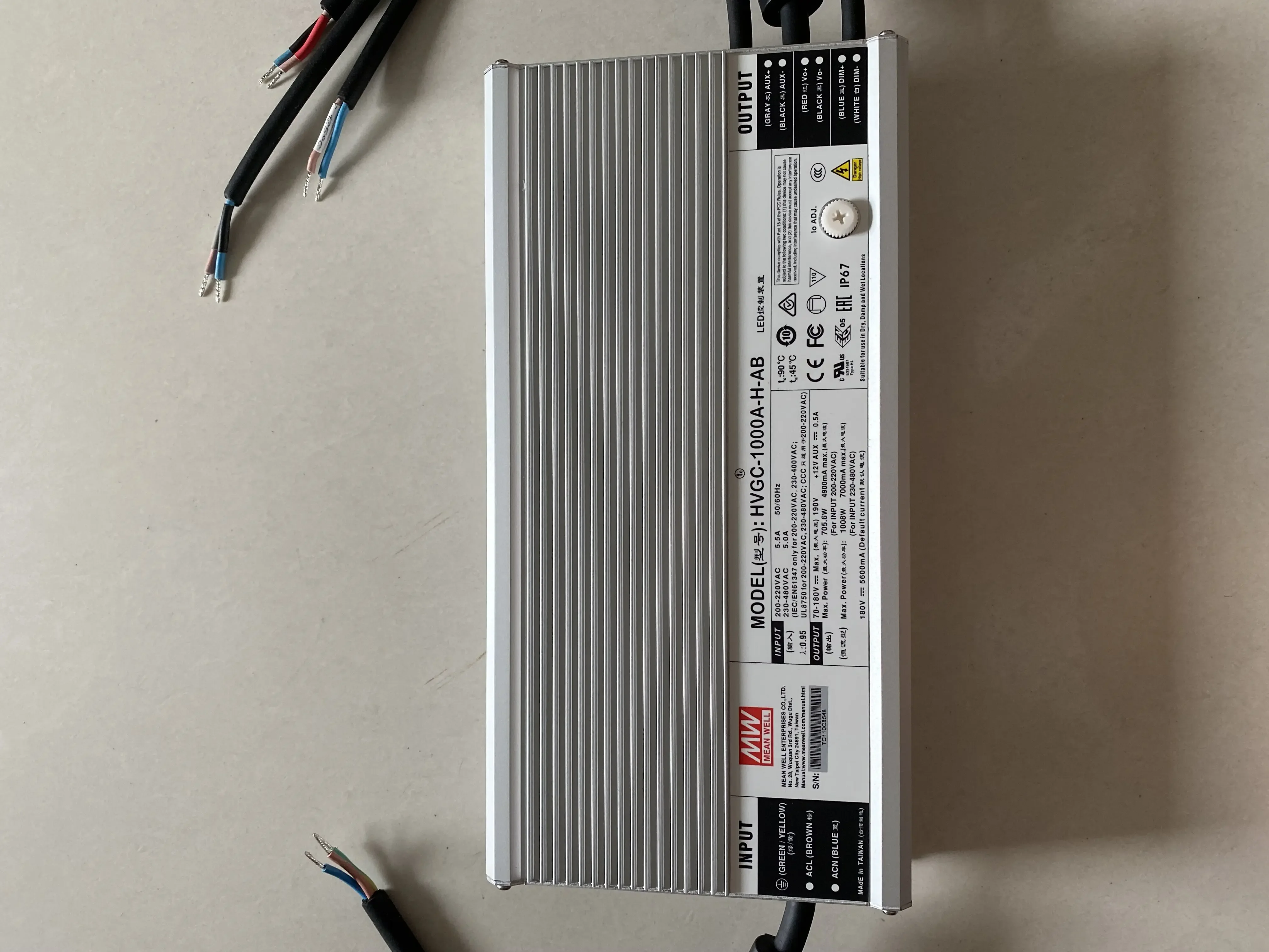 Taiwan Mingwei HVGC-1000A-H-AB 1000W Constant Power LED Three-in-one Dimming Waterproof Power Supply