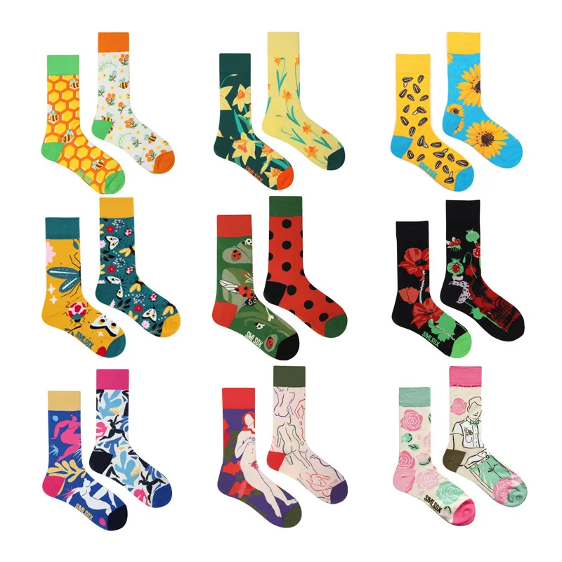 

Flower Series | Men's and Women's Asymmetrical AB Socks Cartoon Illustration Trend Duck Socks Sweet and Cute Different Colors