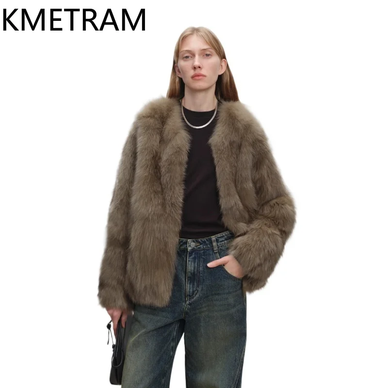 Manteau de fourrure de renard finlande naturelle pour femme, veste en vraie fourrure de haute qualité, nouveau dans les vestes en fourrure, vêtements d'hiver pour femme, 2025 шу onder