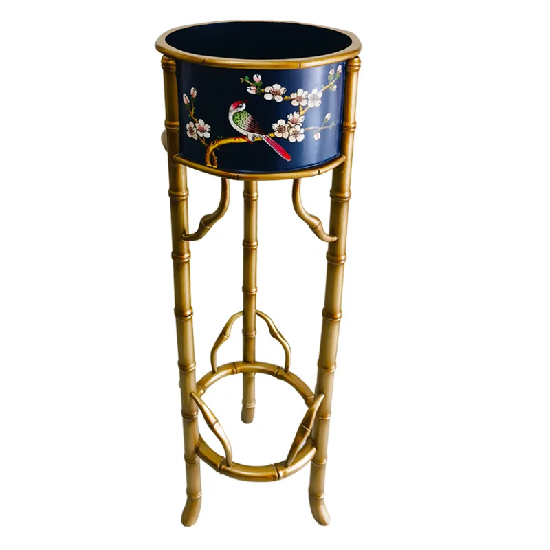 Vase rack villa gold blue shelf high-end floor shelf y