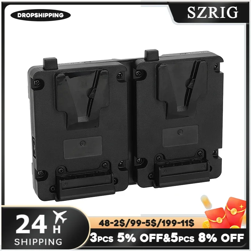 Adaptador de fuente de alimentación de placa de batería SZRIG Hot-Swap Dual v-mount, Compatible con baterías Mini-99