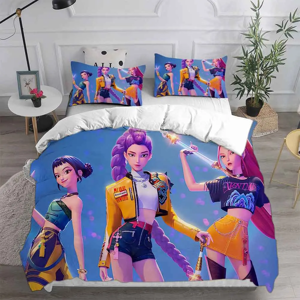 

Bedding Set K-POP D-Demon H-Hunters 3D Printed Duvet Cover Set Soft Single Double Queen Size Bed For Birthday Gift For Girls