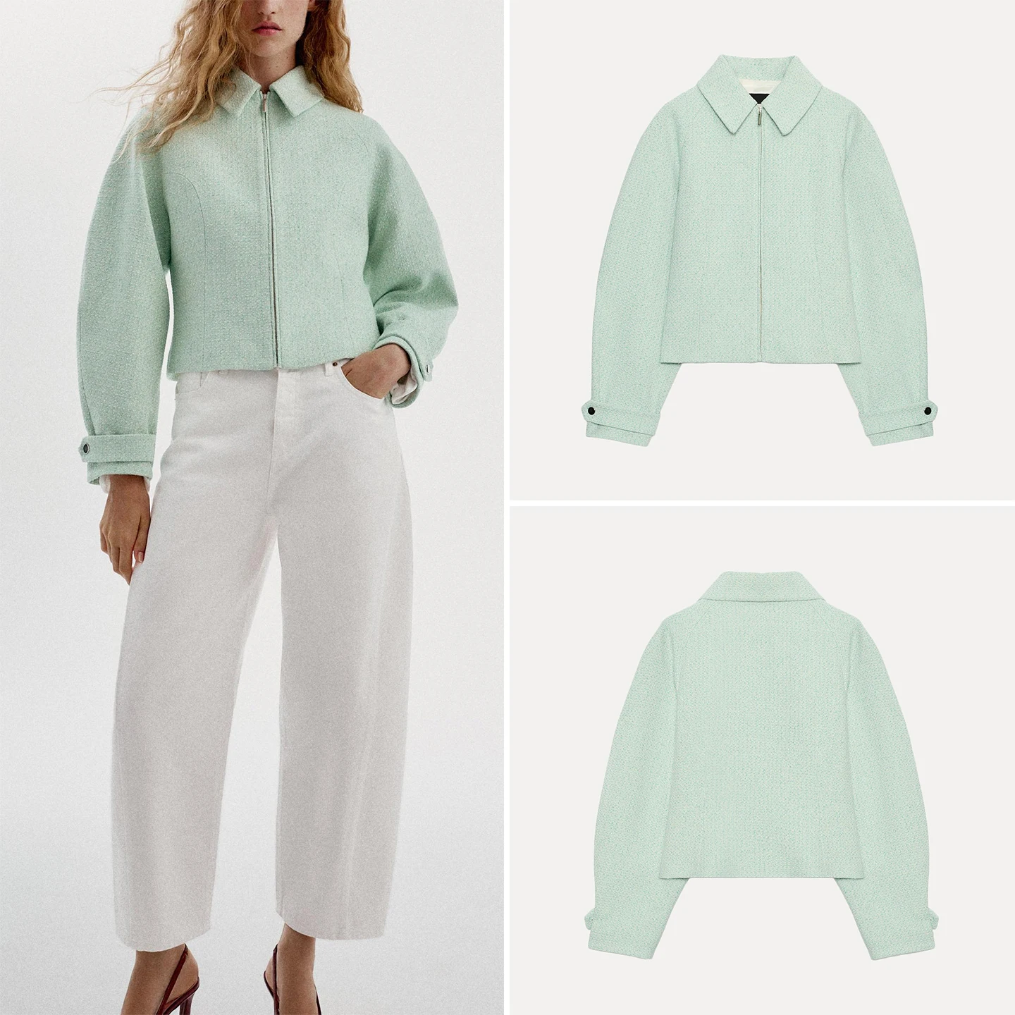 Fashionable Long Sleeve Zipper Collar Jacket Outerwear Women's Autumn New Arrival ZADATA Standard Fit Other Material Ladies Coat