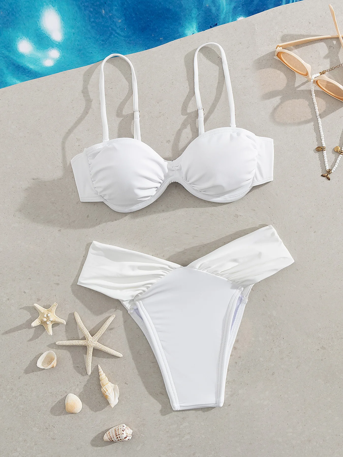 Sexy Pleate High Waist Bikini Set 2027 Women Halter Push Up Underwire Two Piece Swimsuit Summer Bathing Suit Swimwear Biquini