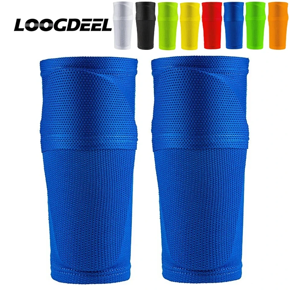 Loogdeel 1Pair Soccer Shin Guard Unisex Football Crashproof Calf Protector Nylon Shin Protector Pocket Training Leg Sleeves Sock