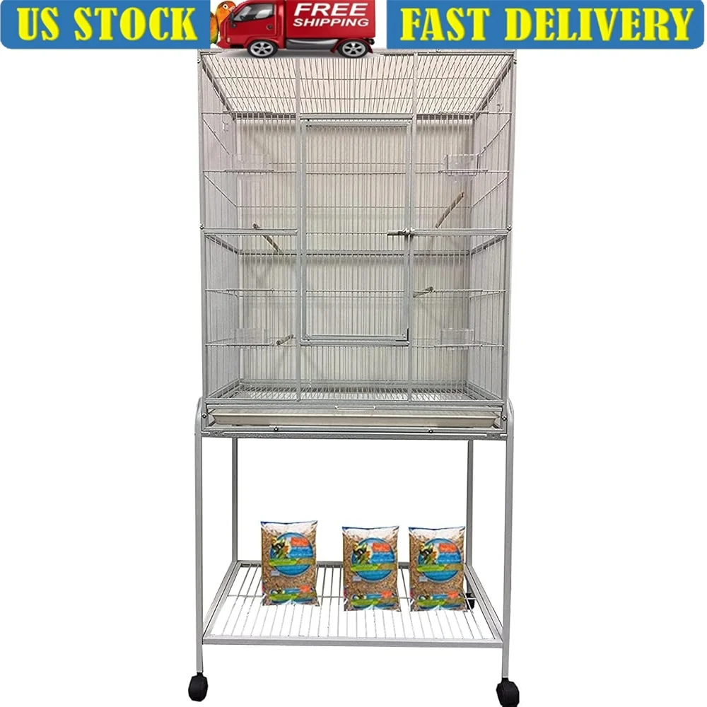

Large Wrought Iron Bird Aviary Cage 64 Inch with Side Nesting Box Easy Assembly Small Medium Birds