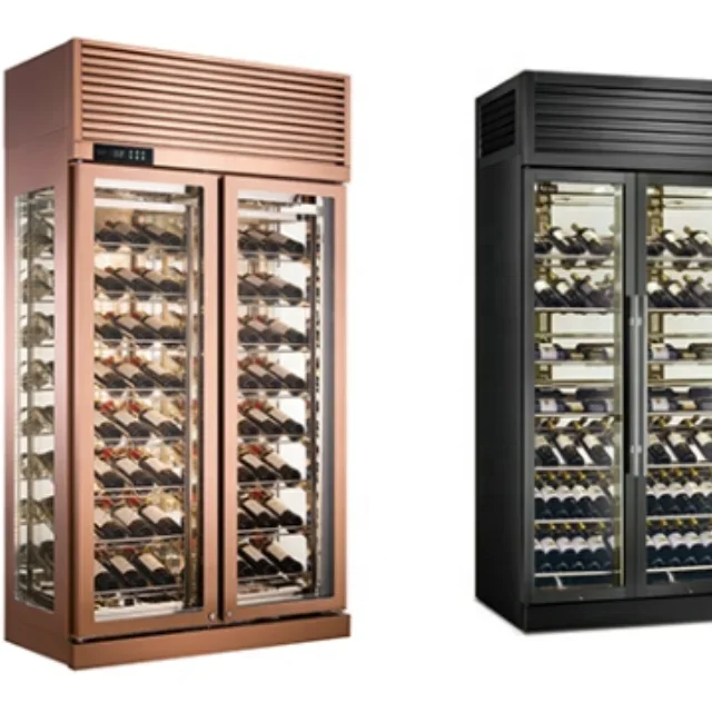 New Arrival High Quality Wine Cooler Under Single Zone Black Full Glass Door 200 Bottles Wine Fridge