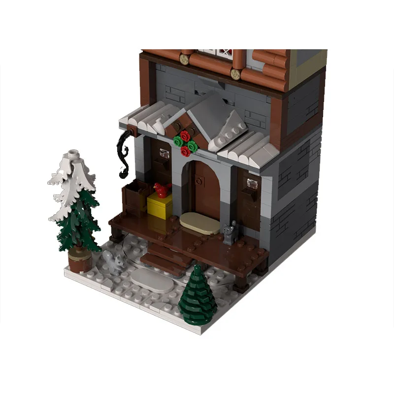 Giocattolo da costruzione MOC - set di giocattoli di assemblaggio creativo con statuetta modello di piccola casa in stile invernale - regalo di festa adatto a tutte persone