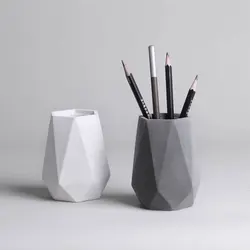 Geometric Pen Holder Cement Mold Indoor Plant Pot Concrete Mold Gypsum Vase Epoxy Resin Silicone Mold
