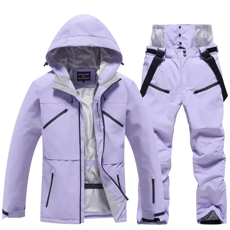 2025 New Mountain Sport Man Ski Set Windproof Hooded Jacket Pants Women Snow Suits Outdoor Warm Male Snowboard Outfits Clothes