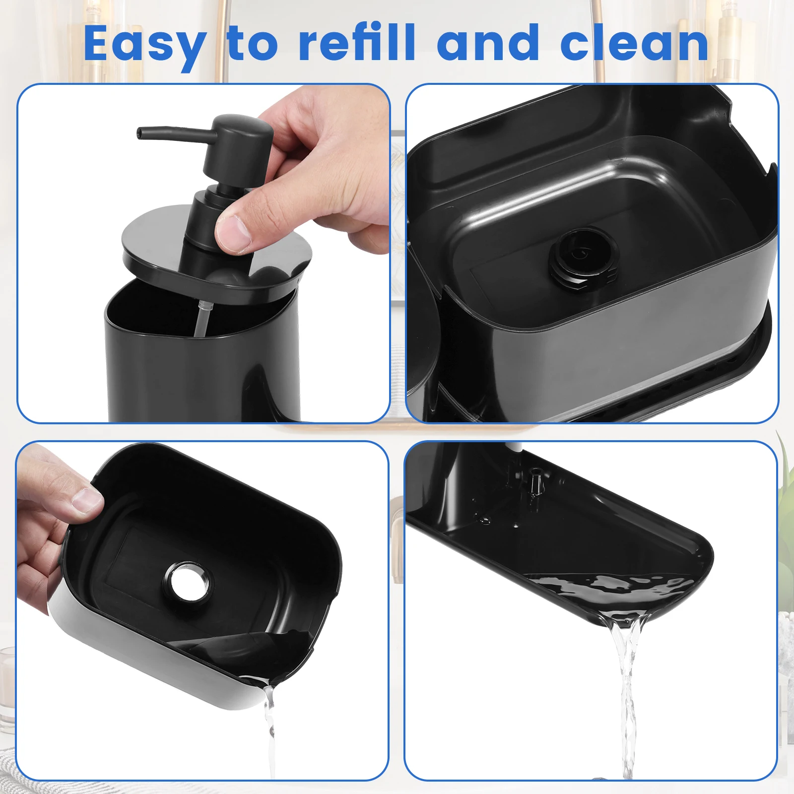 Soap Dispenser Kitchen Set with Tray Multifunctional Kitchen Press Soap Dispenser with Towel Holder Detachable Hand and Dish