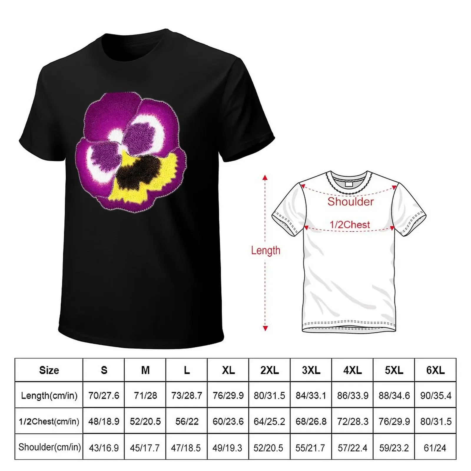 Purple Pansy Flower T-Shirt anime figures cotton graphic tees T-shirt men