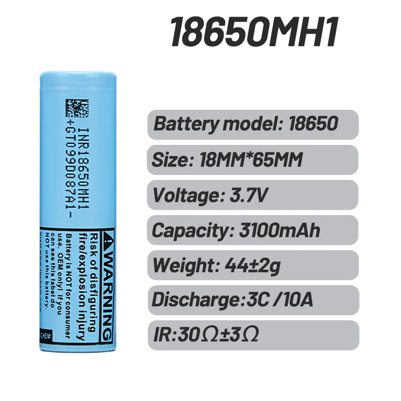 18650 MH1 3100mAh 3.7V Rechargeable Battery For Power Bank Flashlight Fan