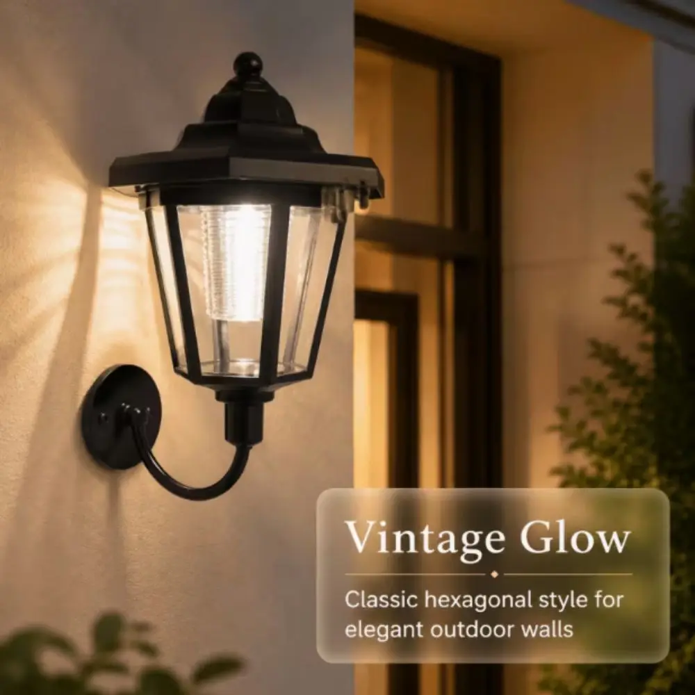 Waterproof Solar Wall Light IP65 Outdoor Rated Hexagonal Wall Light Solar Energy Hexagon Shape LED Wall Lamp Outdoor Use