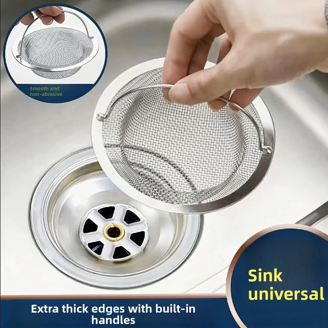 Sink Filter Stainless Steel Sink Leakage Vegetable Basin Filter Dishwasher Universal Garbage Drain Basket Kitchen