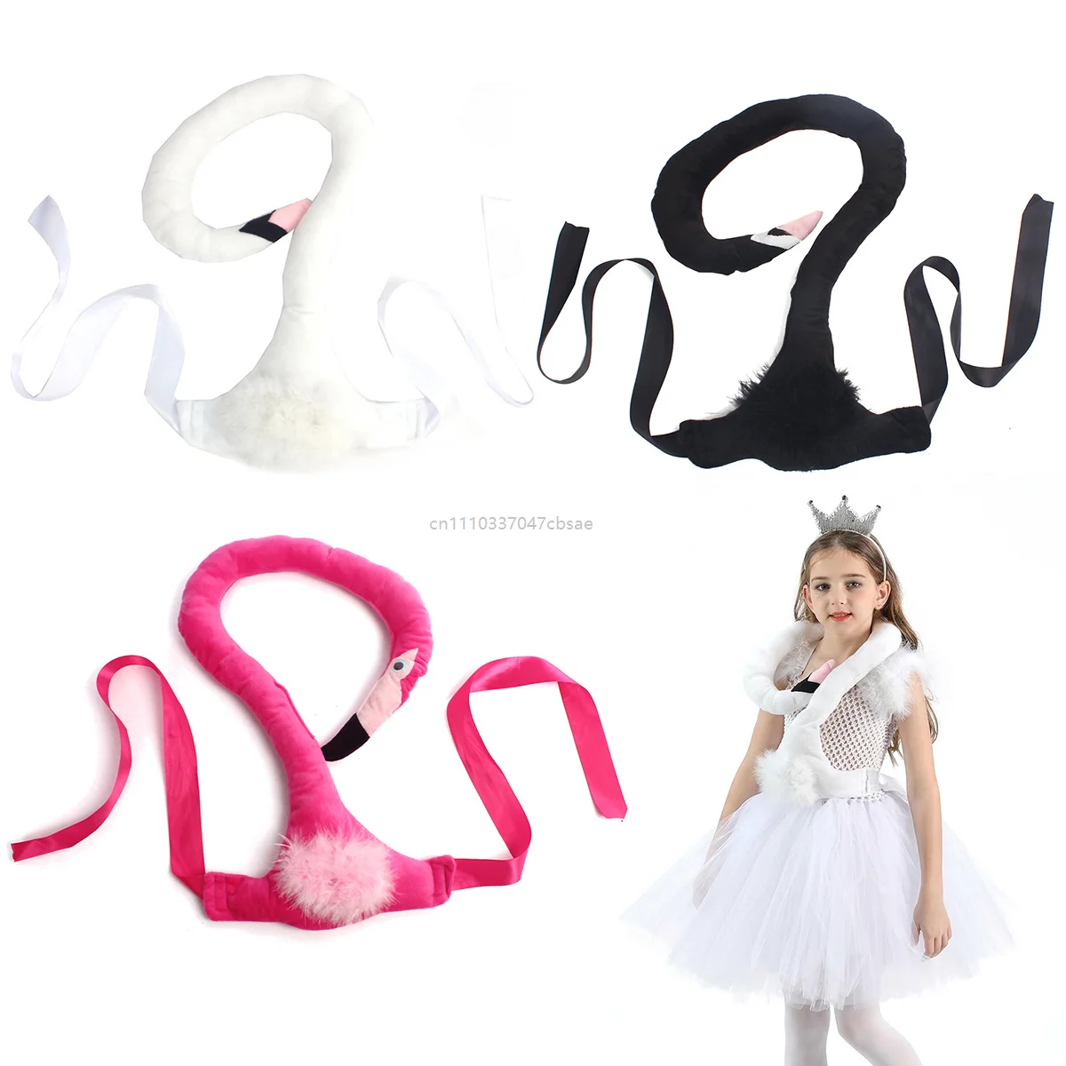 

Pink Flamingo Stage Performance Cosplay Scarf Swan Animal Roleplay Costumes Accessories Halloween Party Decoration Prop Outfits
