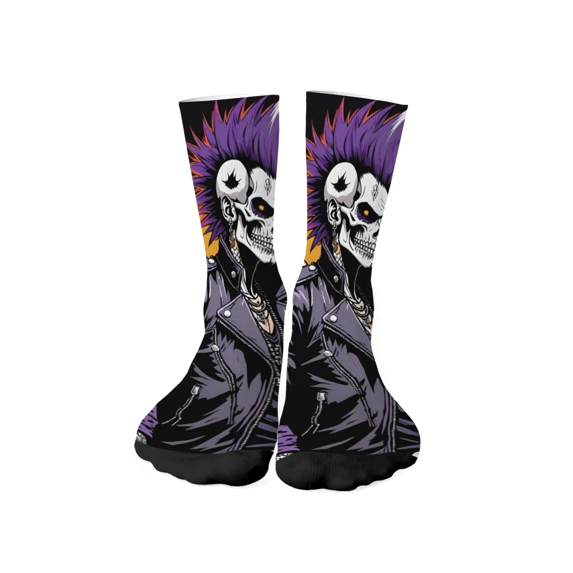 Rock Locomotive Style Skull Men's Socks Novelty Hip-hop Sports Socks Unisex Stretch Breathable Non-slip Casual Socks Party Gifts