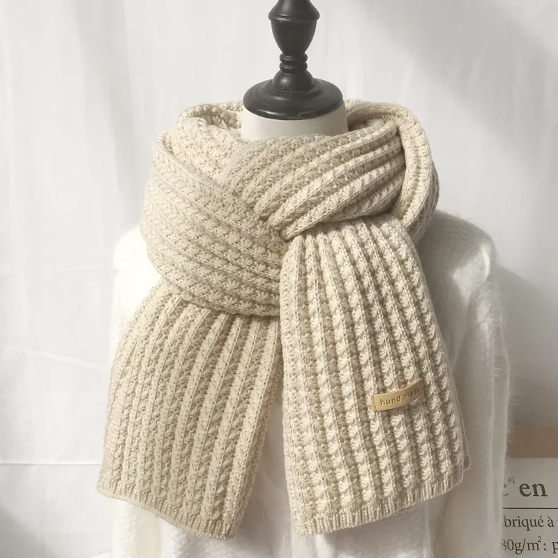 Women Winter Scarf Knit Spring Unisex Thick Warm Winter Scarves Long Size Male Faux Cashmere Warmer Soft Women Scarves