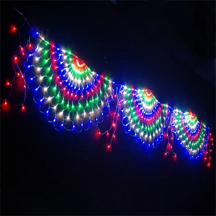 Novel Peacock Mesh Fairy Lights 8 Modes Christmas Led String Light for Birhday Party Outdoor Garden Patio WallRoof Decor Garland