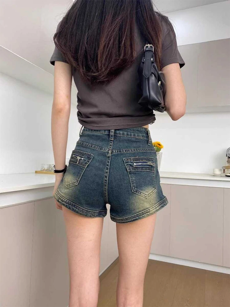 Women's Denim Shorts Hight Waist Mini Jeans Shorts 2000s Vintage Y2k 90s Cowboy Short Pants Harajuku Clothes Summer Clothes 2024