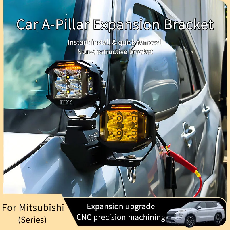 Quick-release A-pillar and hood expansion spotlight bracket for Pajero V98 (2008–2019 models) made of aluminum alloy