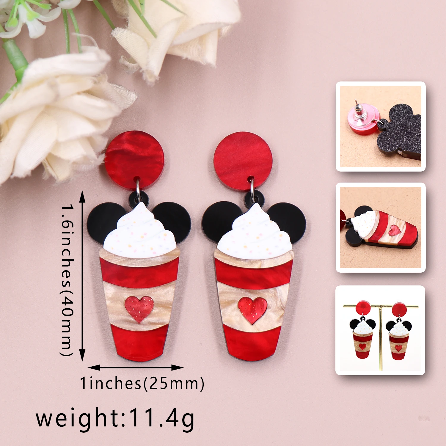 Picture 3: 1pair Top fashion CN Drop mouse ice cream Valentine's Day cute Acrylic earrings Jewelry for women
