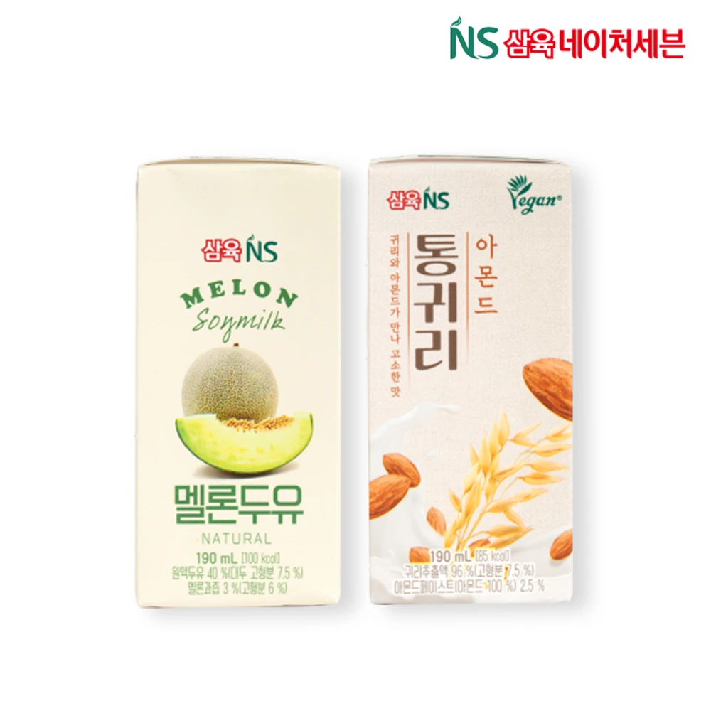 Sahmyook Nature Seven 190ml melon soymilk 24 Pack + whole oat almond oat milk 24 pack