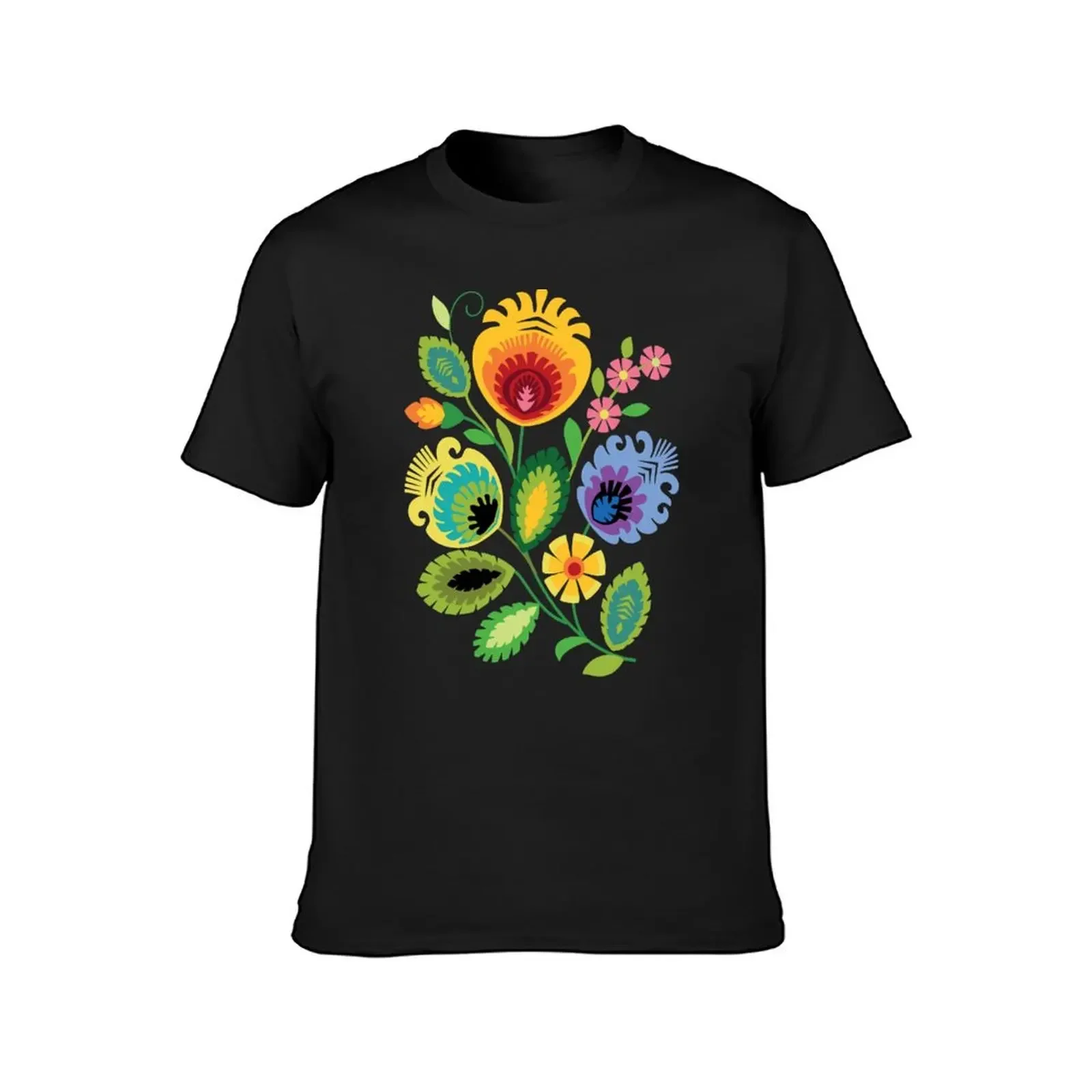 Polish Folk Flowers Yellow T-Shirt shirts graphic tees Short sleeve tee Blouse mens champion t shirts