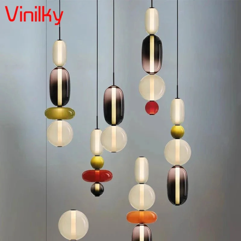 Modern Simple Led Glass Pendant Light for Bedroom Dining Room Kitchen Nordic Luminaire Suspension Lampshade Home Decoration Lamp