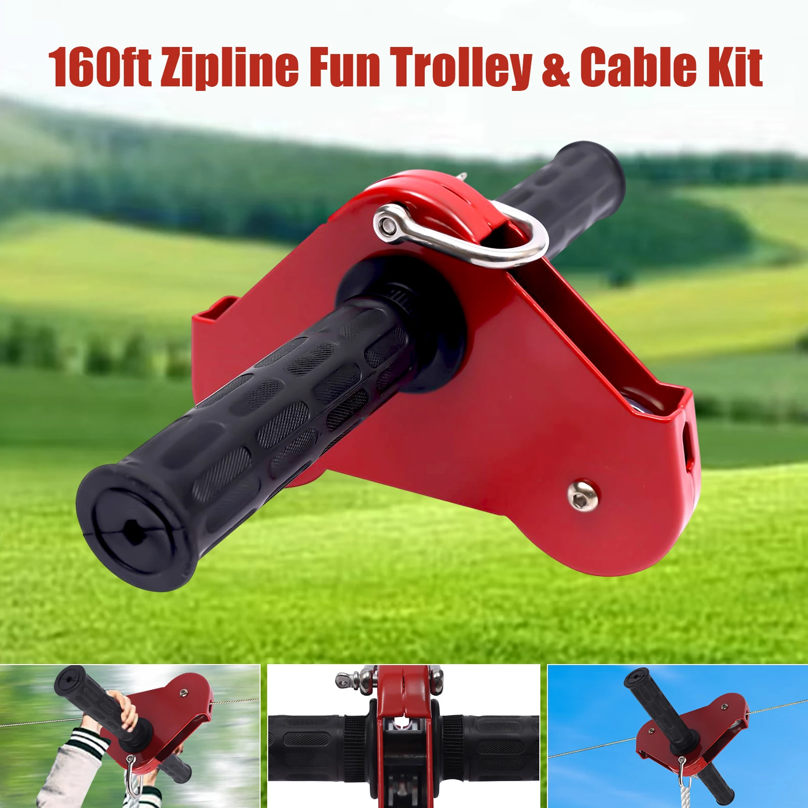 طقم Zip Line بطول 48 مترًا، طقم Zipline خارجي مع مقعد + حزام آمن