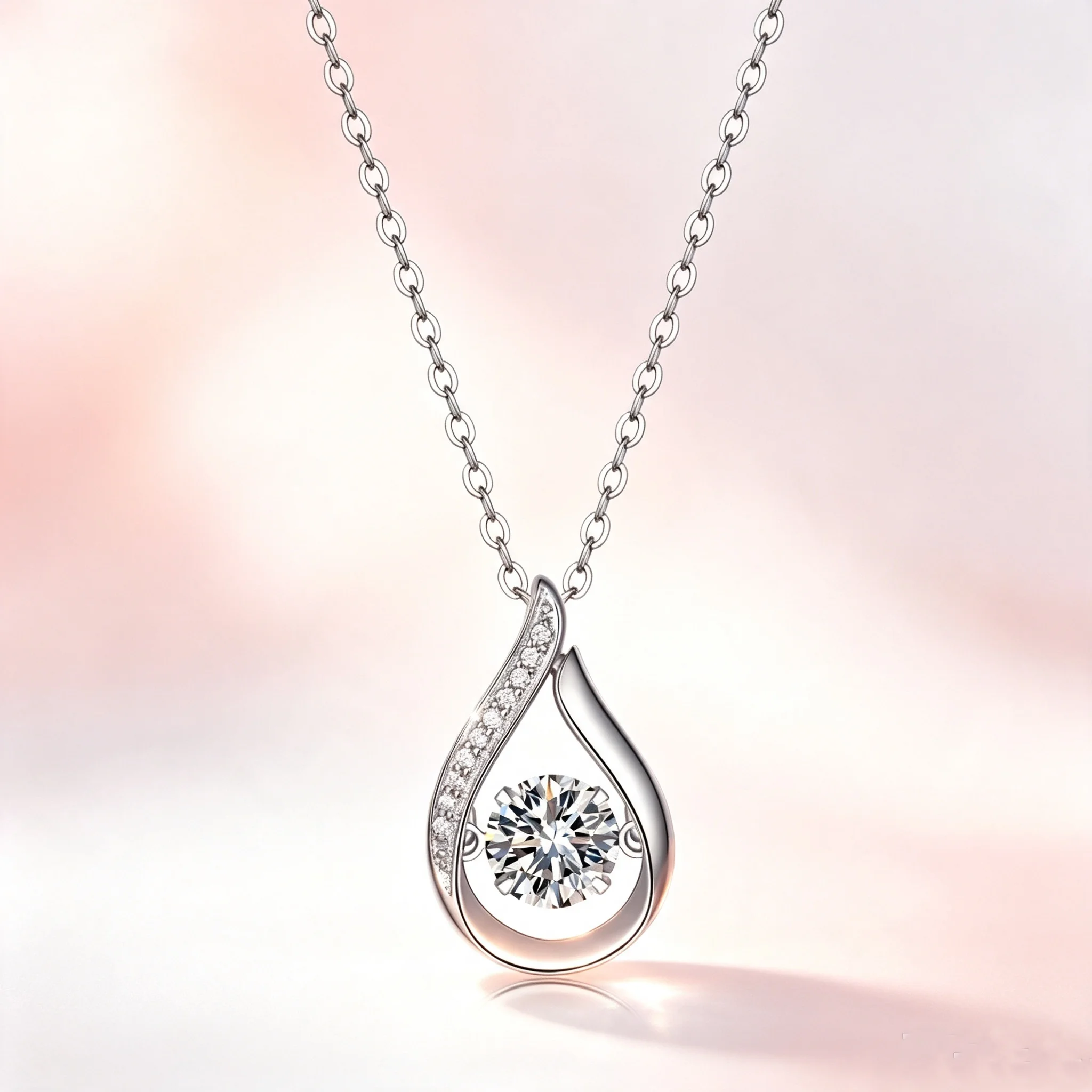 925 Sterling Silver Teardrop S - Charm Necklace Dainty 评论和价格