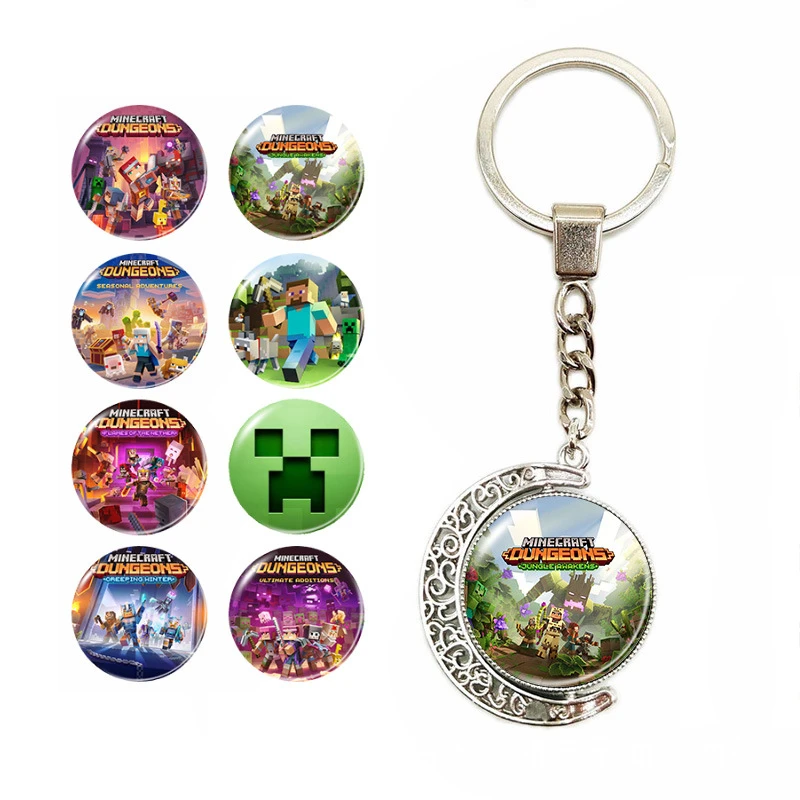 Minecrafted Constellations Double Sided Rotating Pendant Keychain Backpack Pendant Couple Jewelry