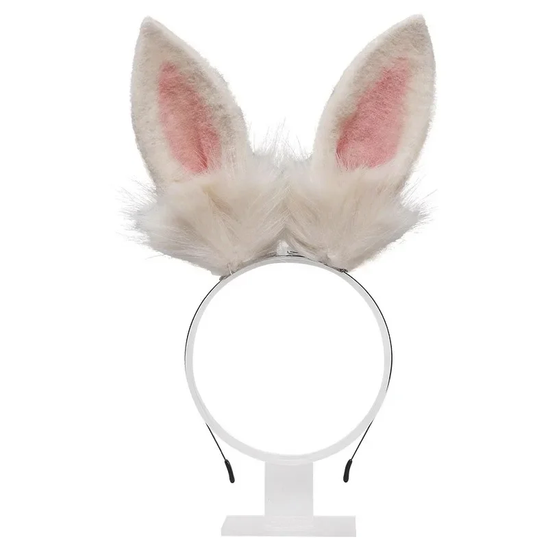 

Furry Animal Ears Headband Handmade Plush Simulation Bunny Ears for JK Lolita Cosplay Festival Props